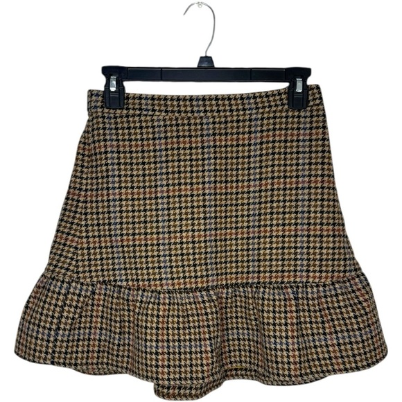 Jcrew Wool Houndstooth Flounce Mini Skirt Size 4 - Picture 5 of 7